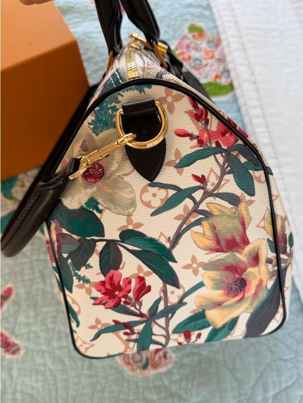 NWT...Louis Vuitton Soft Speedy 30 Eden White with Green and Pink Accents - Picture 5 of 15